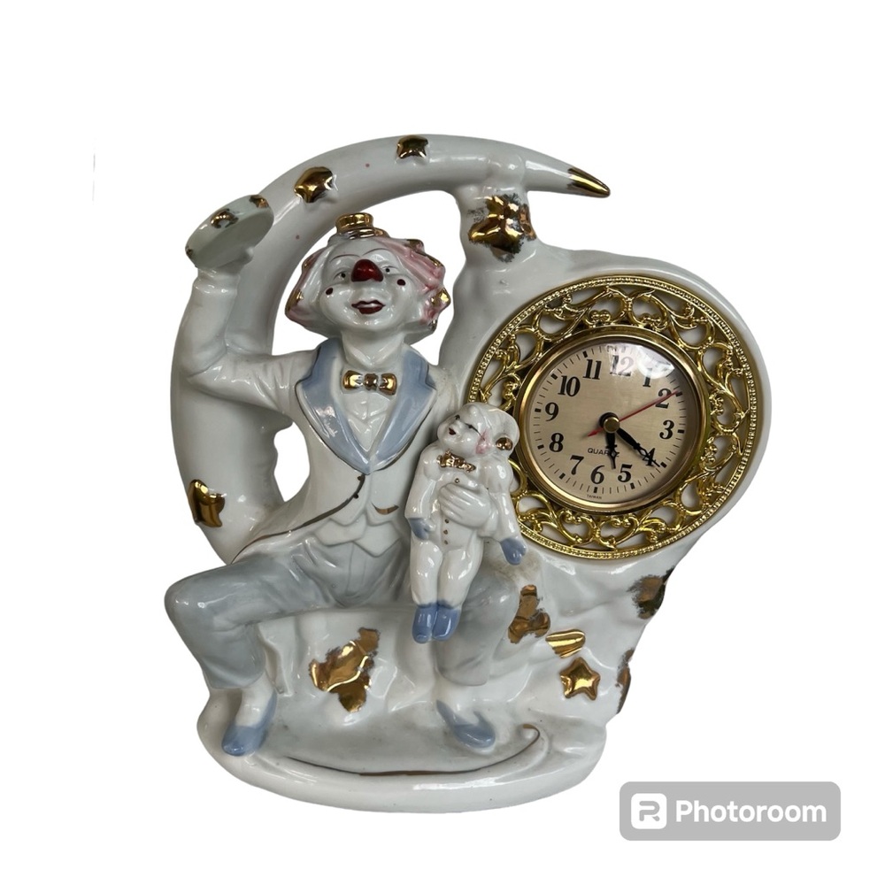 Ceramic Qaurtz Clown Clock - Multi-coloured